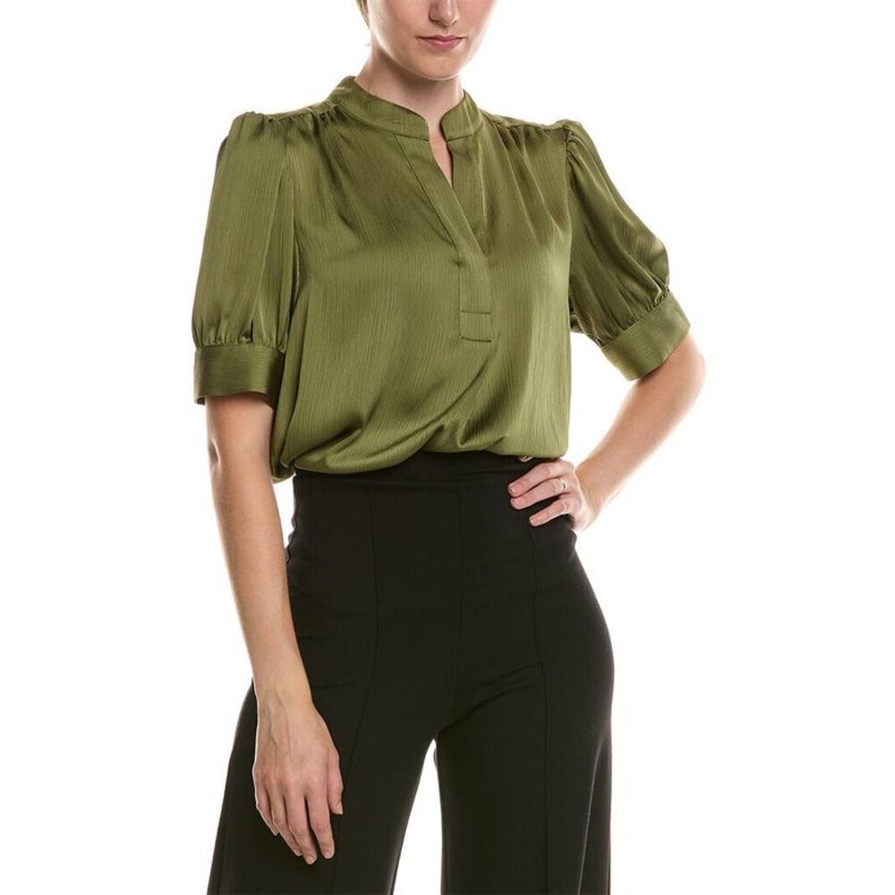 Anne Klein Womens  Y Neck Top, Green